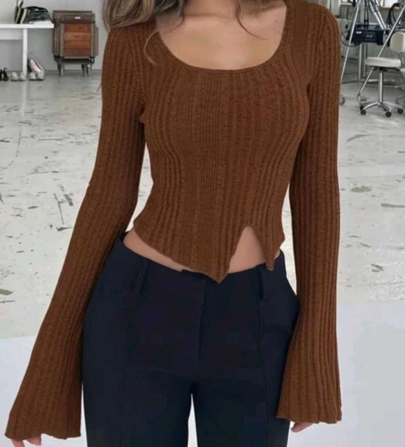 Brown Long Sleeve Top