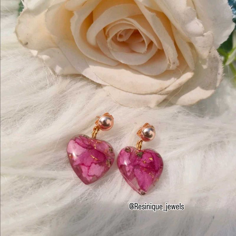 Real Pink Rose Preservation Earrings 🩷