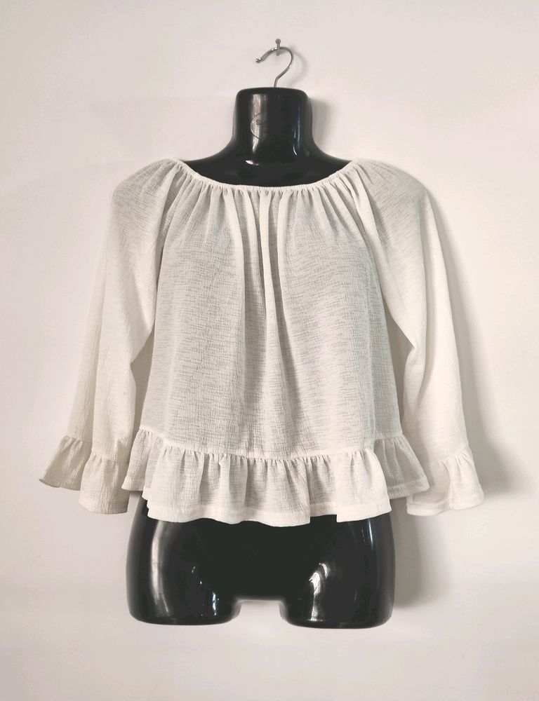 White Ruffle Blouse