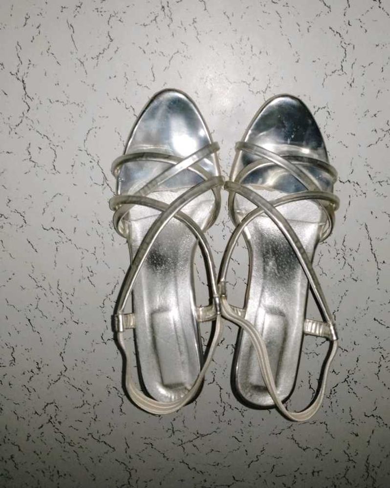 Silver Strappy Heels