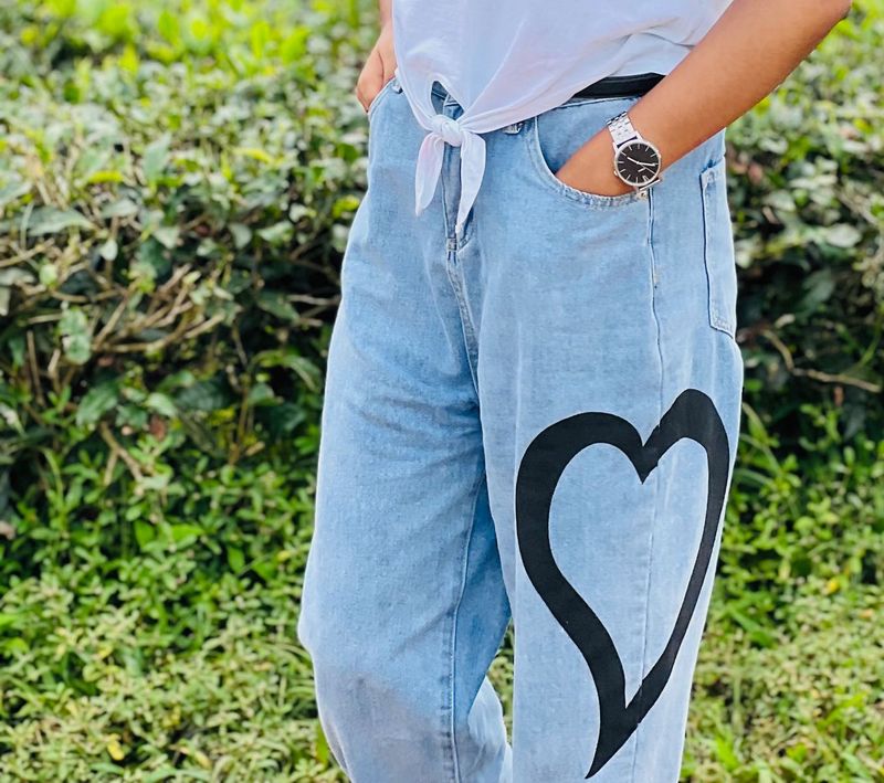 Heart Print Jeans