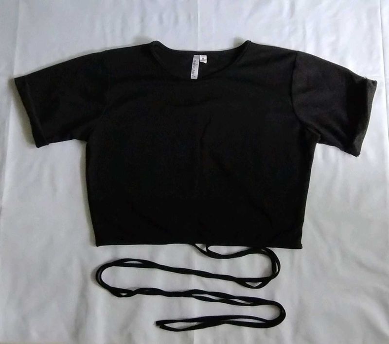 Black Crop Top with Ties