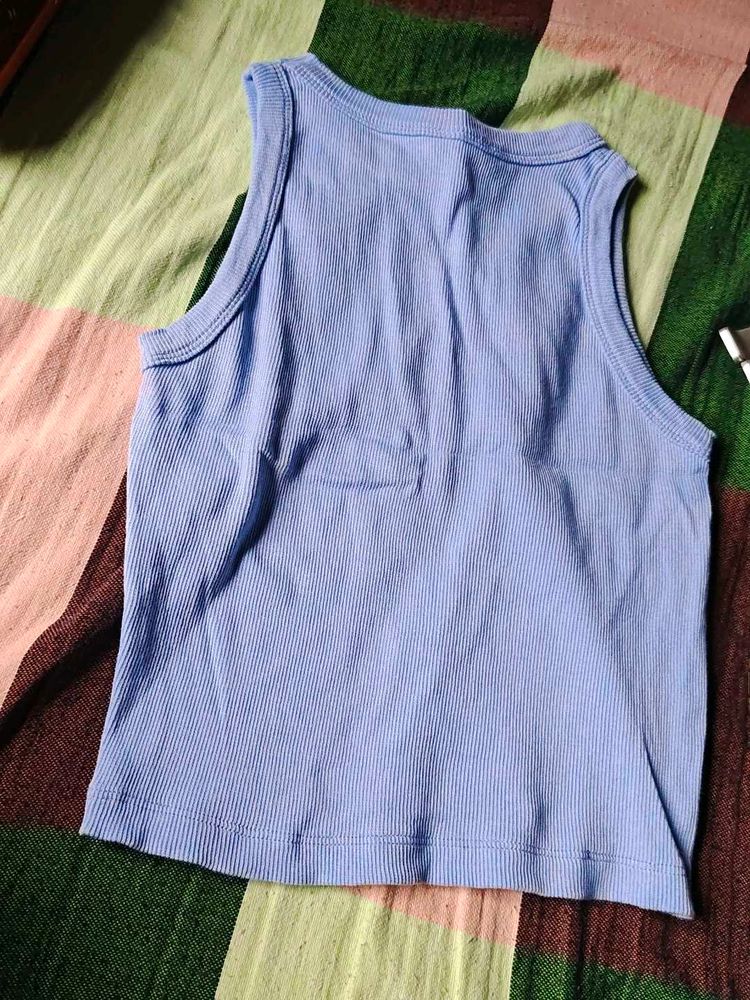 Blue Ribbed Tank Top