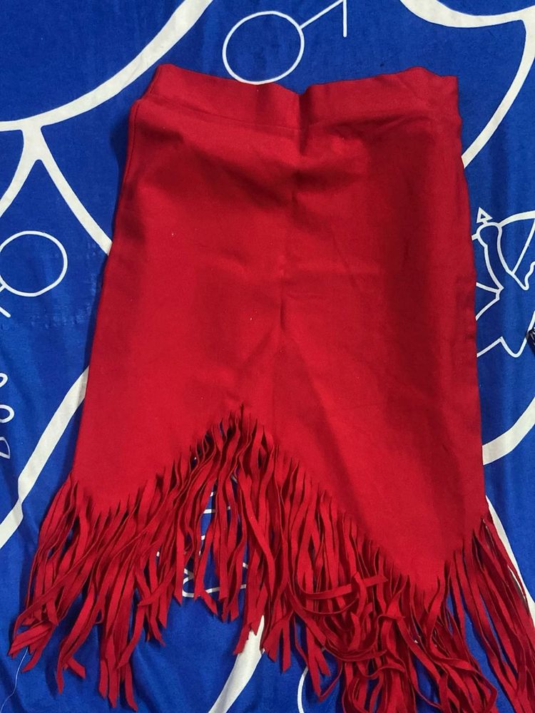Red Fringe Skirt