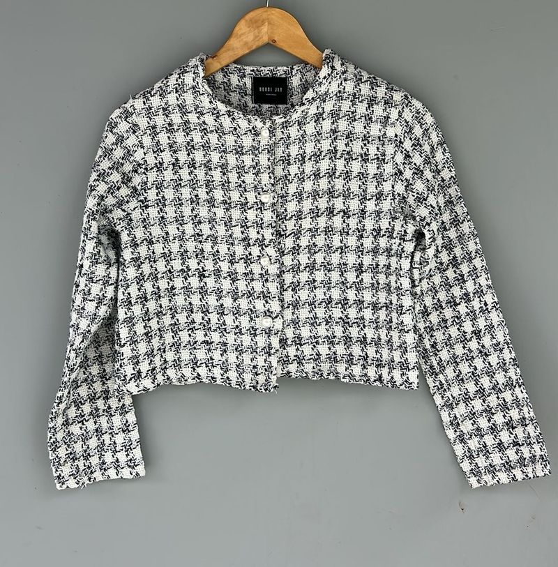 Houndstooth Cropped Jacket
