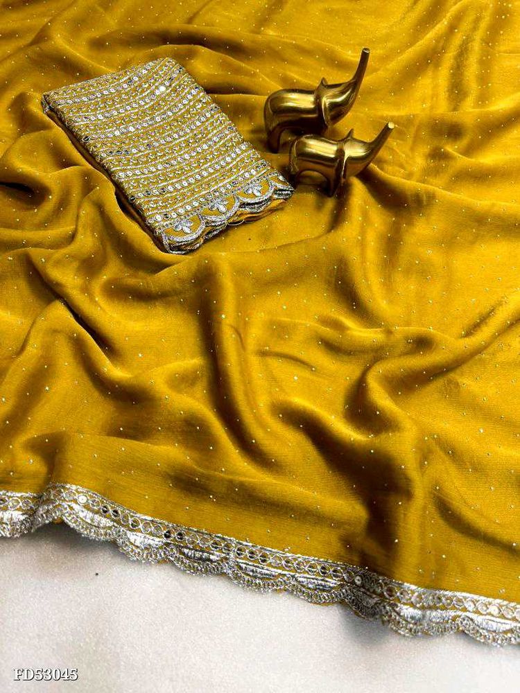 Party Wear Saree  With Sequen Work