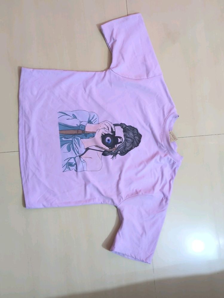 Purple Tshirt For Women On Jeans