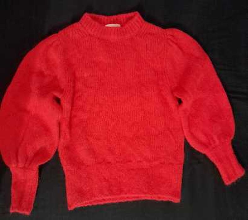 Red Puff Sleeve Sweater