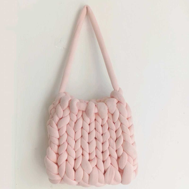 Handmade Braided Pink Shoulder Bag