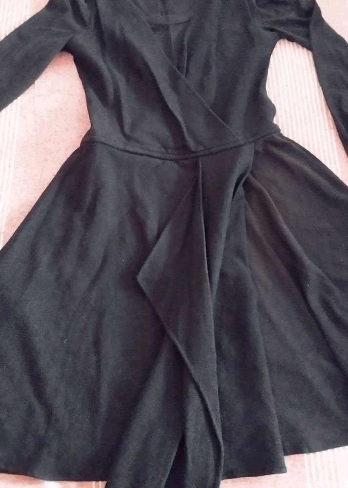 Charcoal Black Dress In Acrylic Fabric