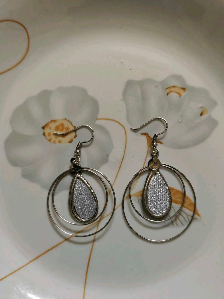 Silver Tone Drop Earrings
