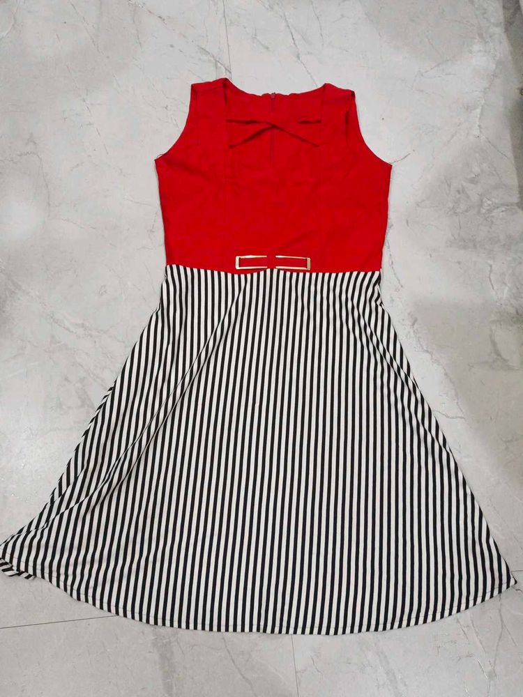 Girls' Red &amp; Striped Dress