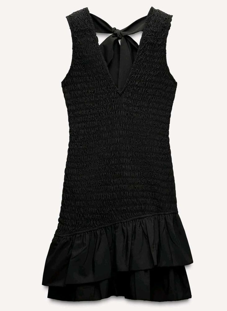Zara Black Smocked Mini Dress