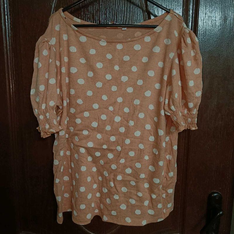 Peach Polka Dot Top