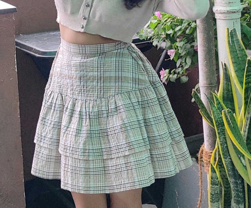 Plaid Skirt With Elastic At The Back