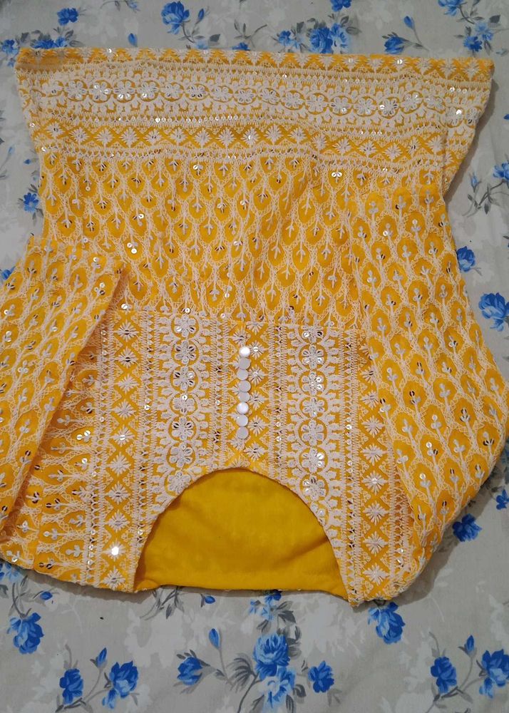 Embroidered Yellow short kurti