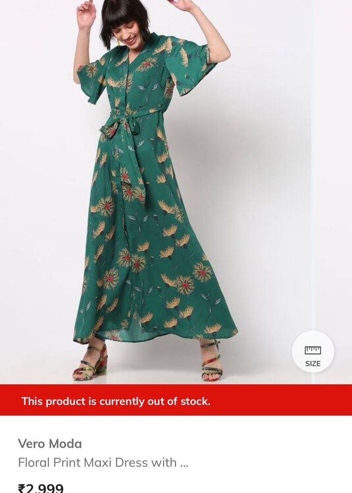 Vero moda Green Printed Floral Maxi Dress