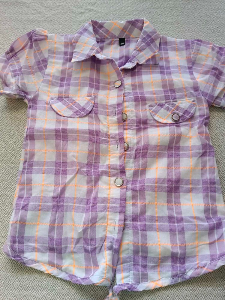 Purple Plaid Short Sleeve Top