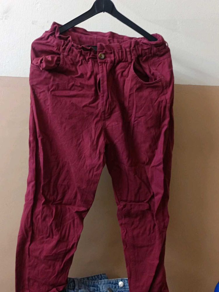 Maroon Casual Pants
