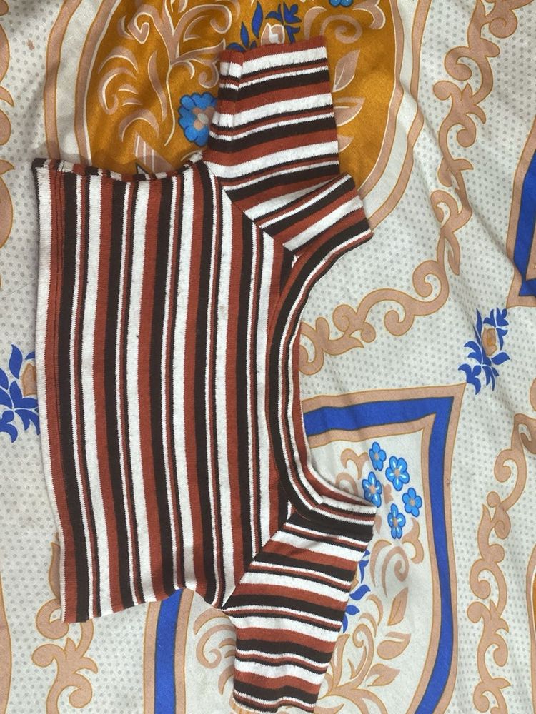 Cute Multicolour Crop Top With Boatneck Style