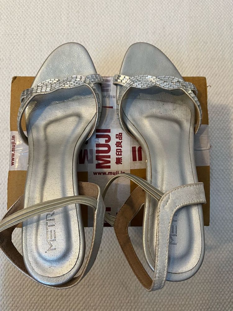 Metro Embellished Silver Heels