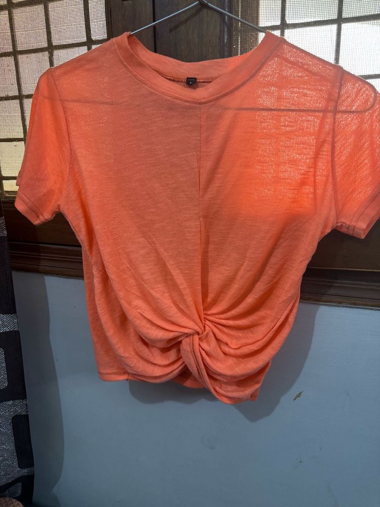 Front Wrap Detail Top Beautiful Coral Color