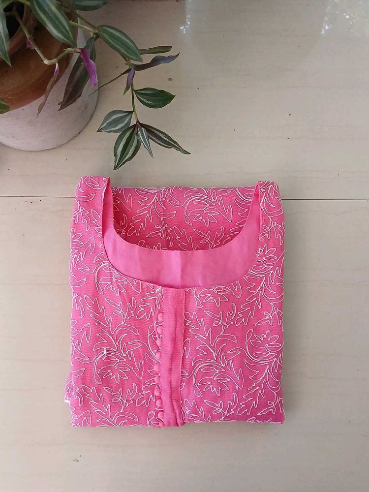 Pink net Kurti