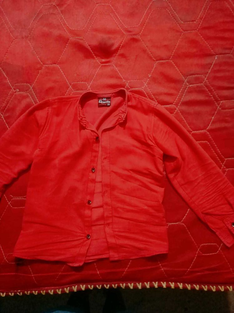 Red Long Sleeve Button-Down Shirt🤩Only In150rs