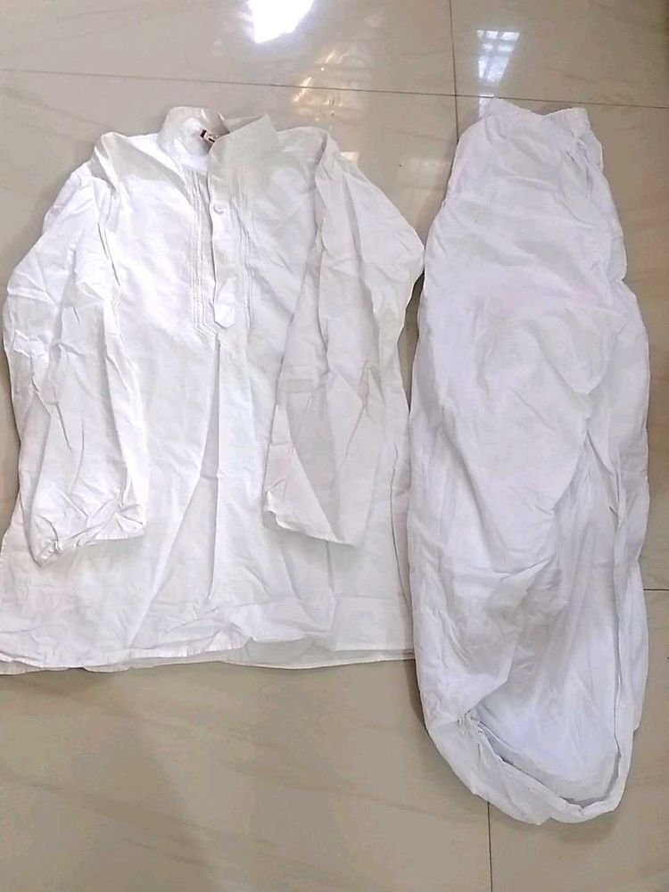 White Kurta Pajama Set,Two Times Used