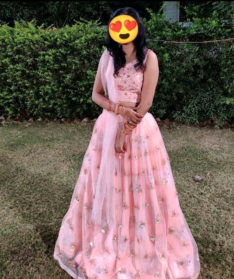 Designer Silk And Net Lehenga Choli With Dupatta