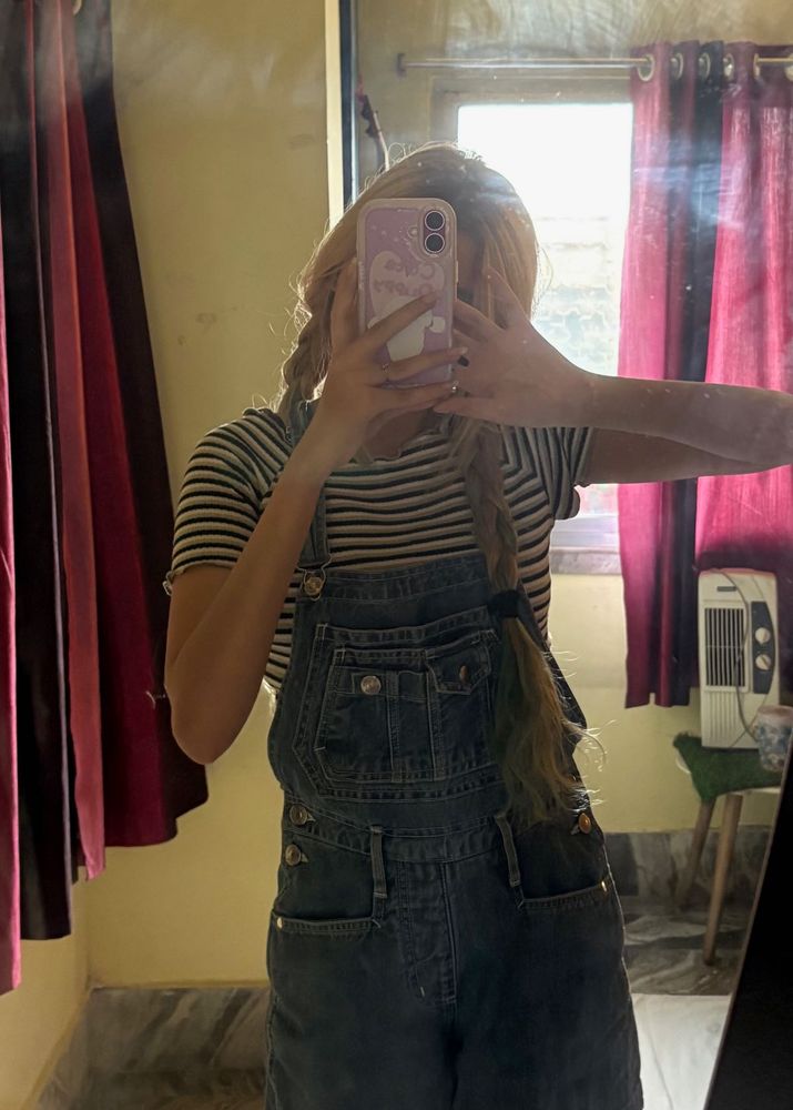 short denim jumpsuit