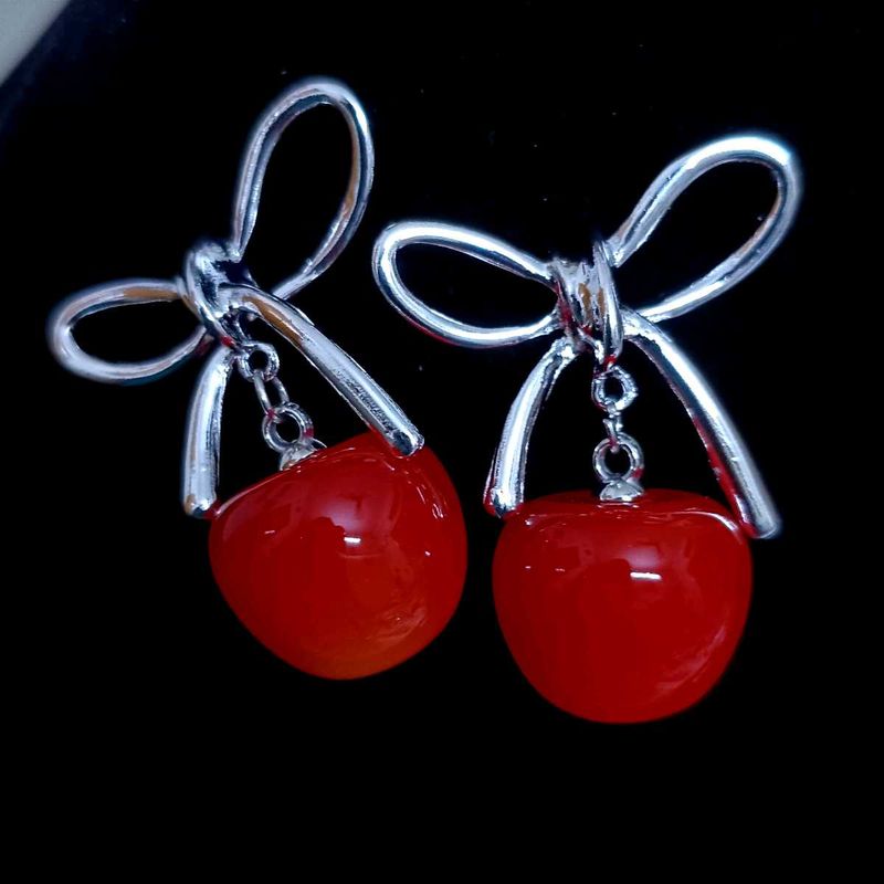 Cherry Bow Drop Earrings