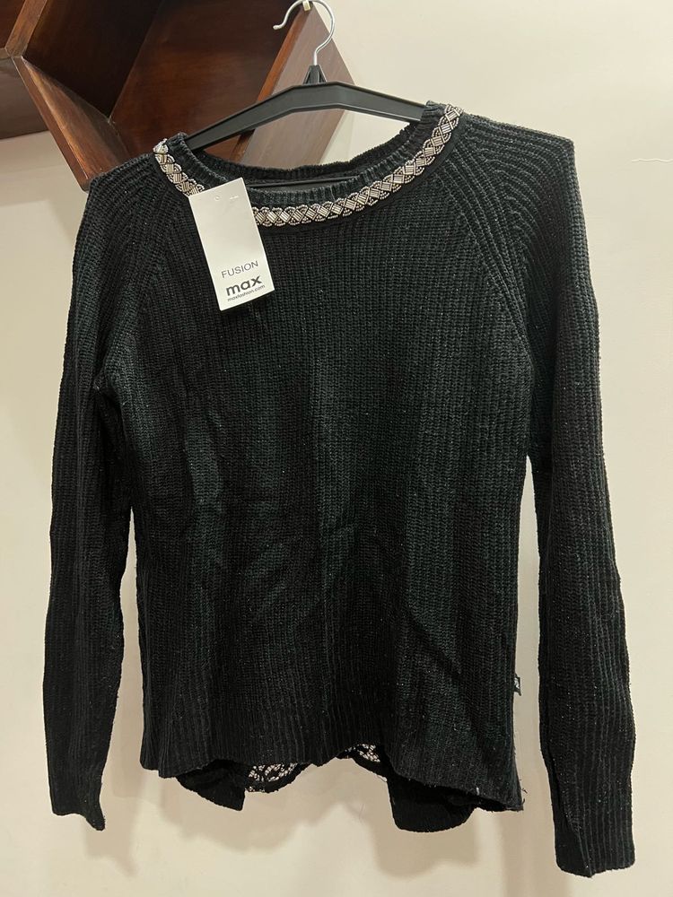 Black Fusion Max Embellished Sweater