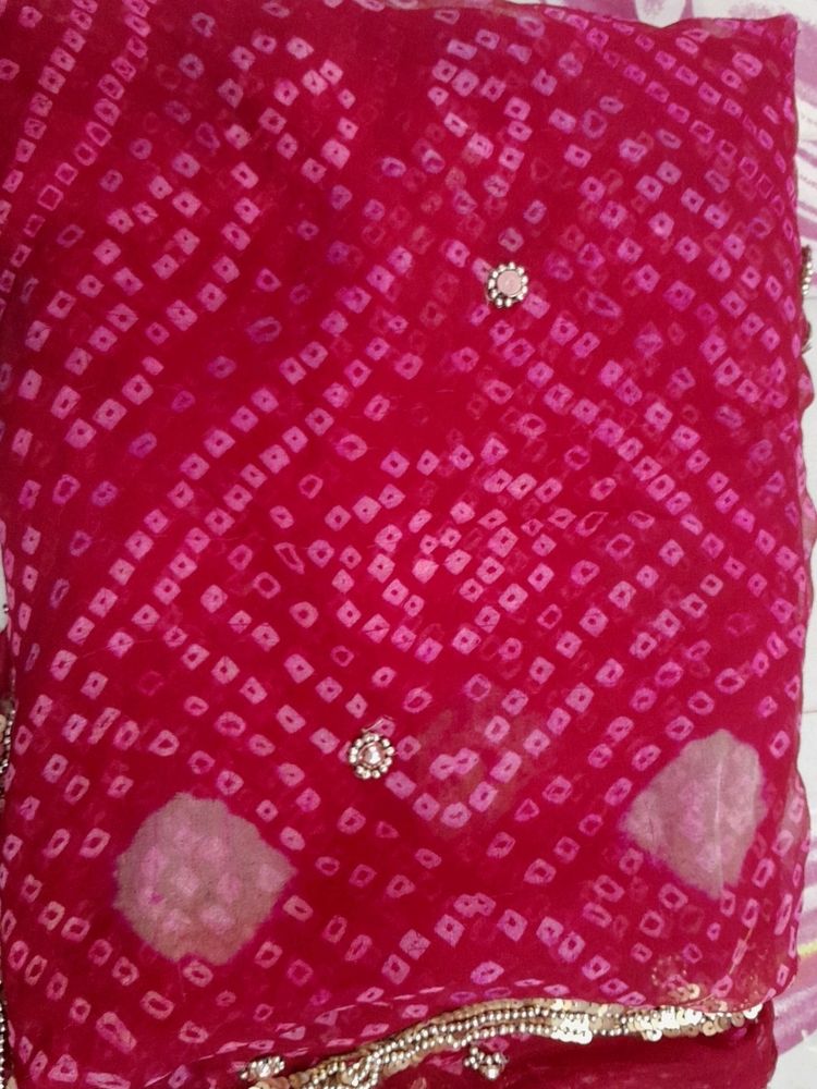 New Rose Colour Bandhej Saree