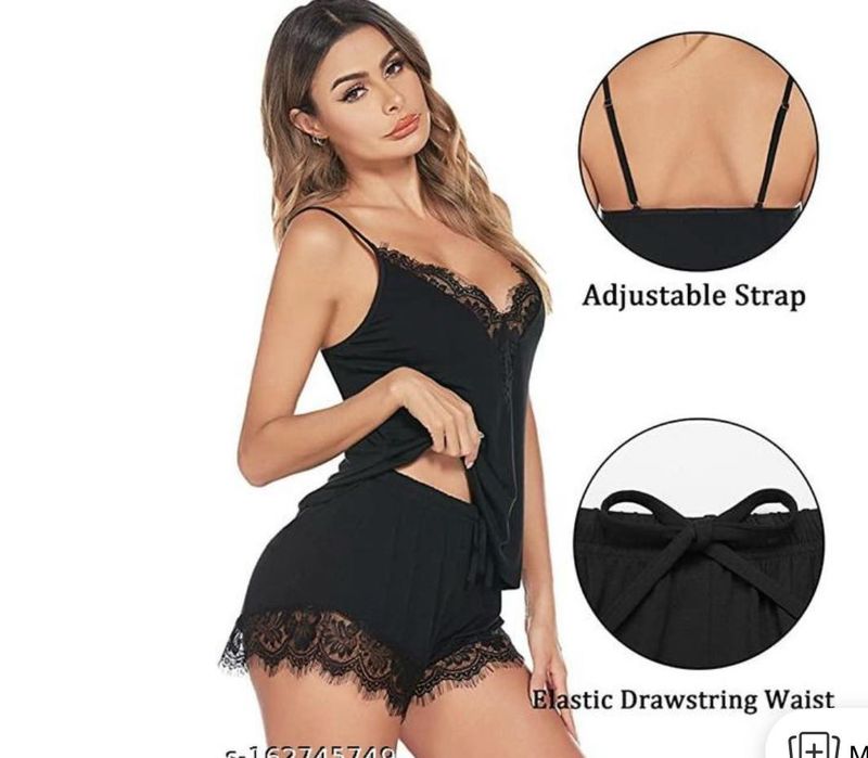 Lace Trim Cami Short Set