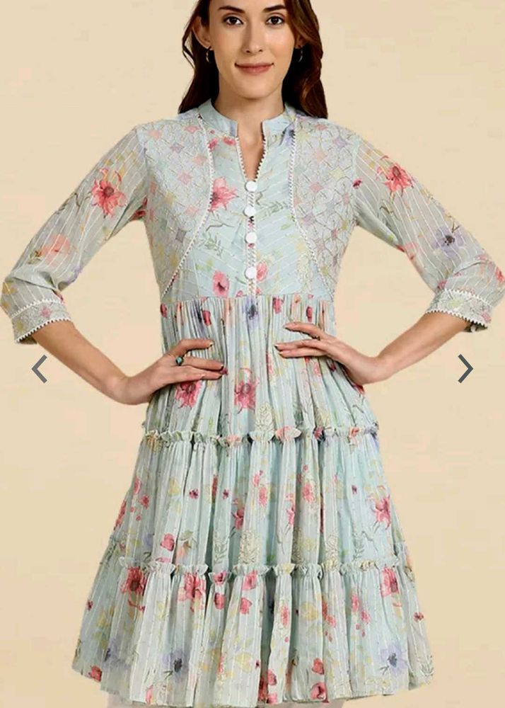Floral Print Aqua Blue Tunic