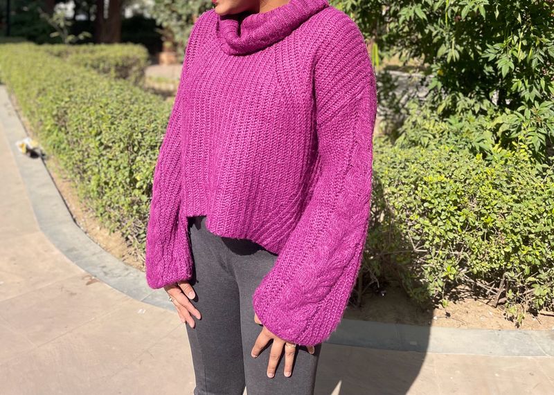 Cowl Neck Sweater With Long Sleeves