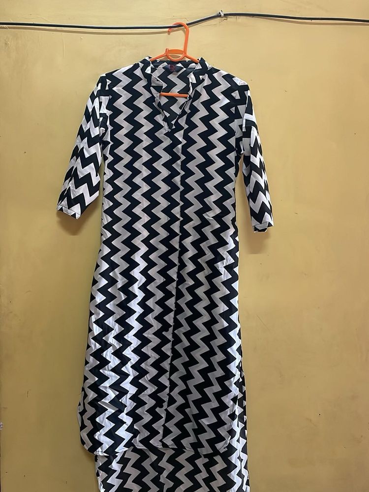Chic Zigzag Print Kurta