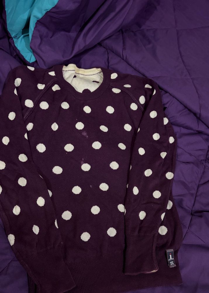 Polka Dot Knit Sweater reversible