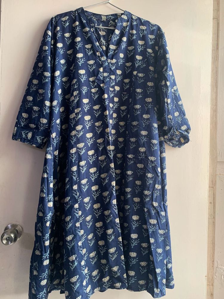 Blue Floral Print Dress