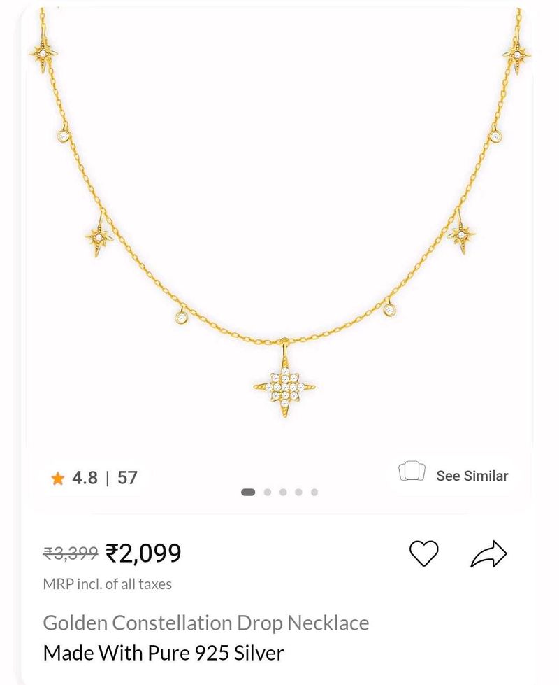 GIVA 925 Golden Constellation Necklace