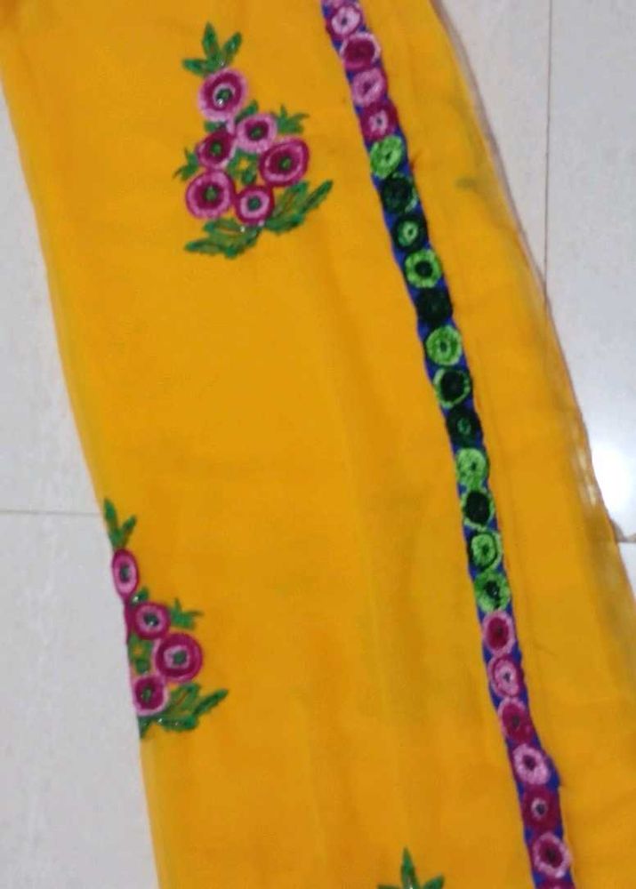 Yellow Florals Work Saree