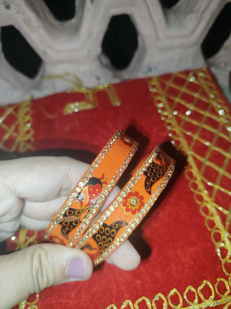 Orange Peacock Bangles