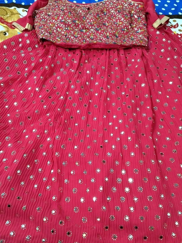 Elegant Pink Sequin Lehenga Choli