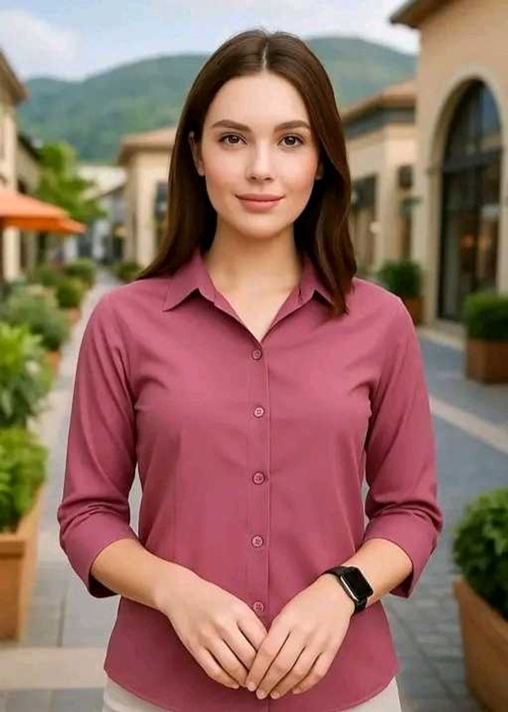 Elegant Pink Button-Down Shirt (U)