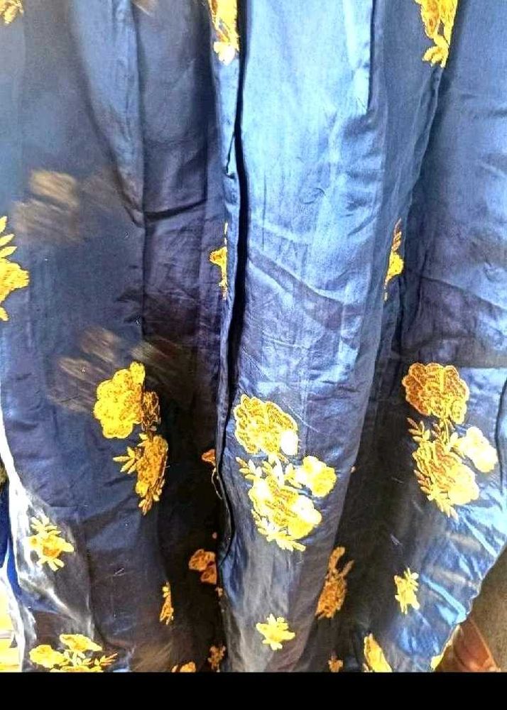 Blue Maxi With Gold Flowers Design