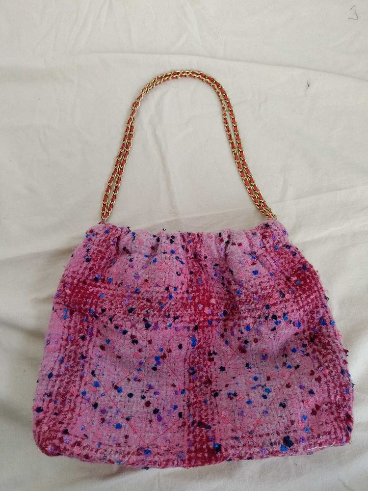 Pink Tweed Shoulder Bag