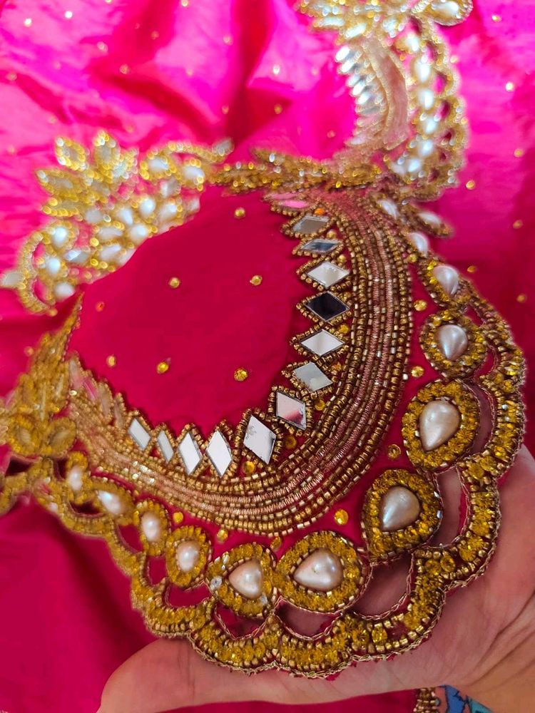 original mirror work heavy saree with blouse