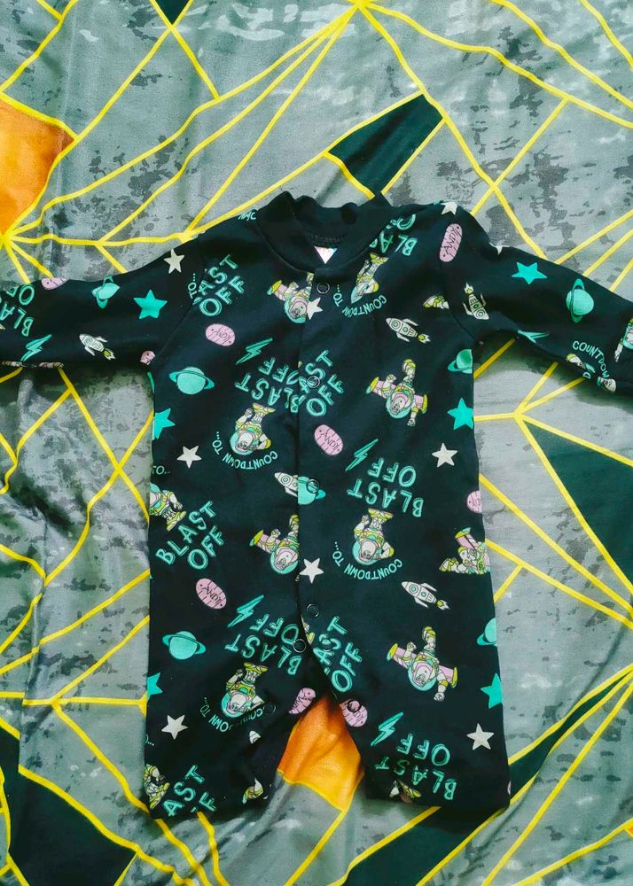 Black Pure Cotton Light Year Theme Romper