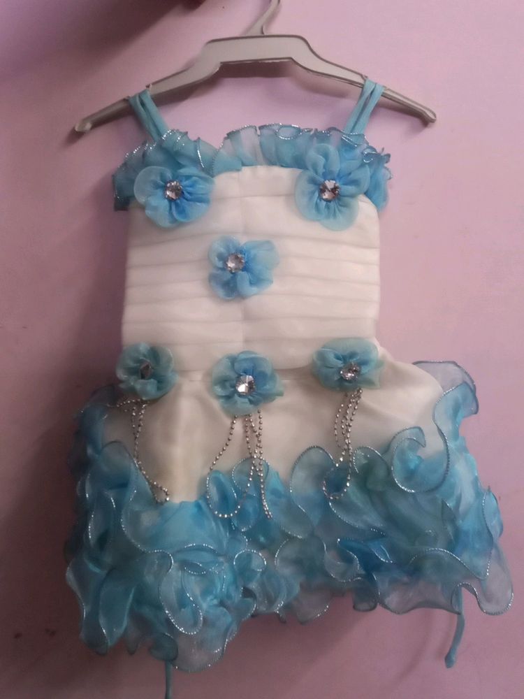 Blue Flower Girl Dress